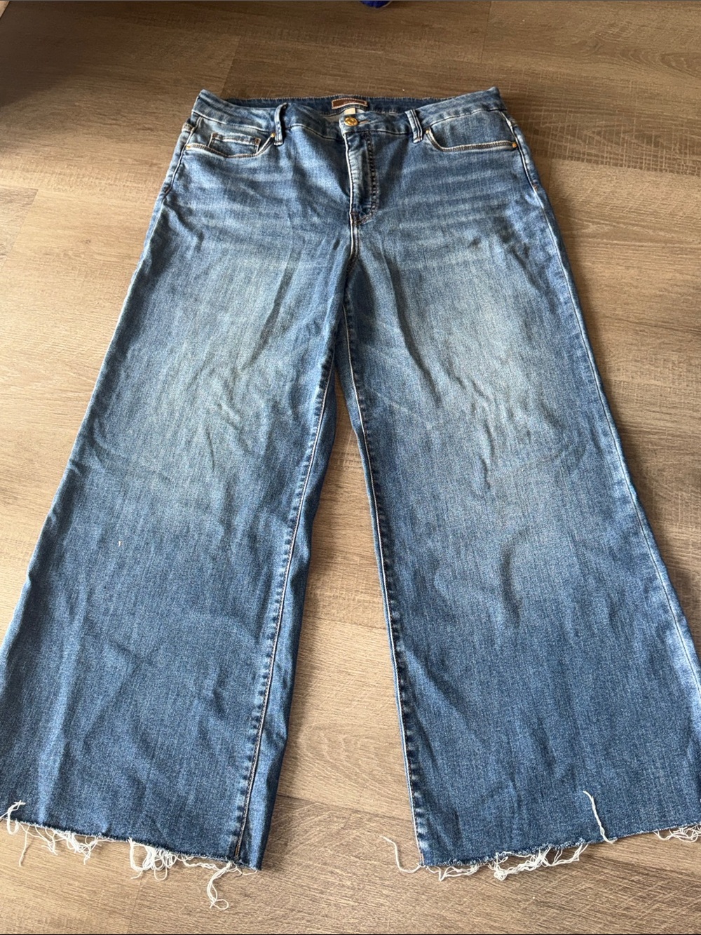 Meg Fab Ab Raw Hem High Waist Wide Leg Jeans Sz 14 - Picture 7 of 14